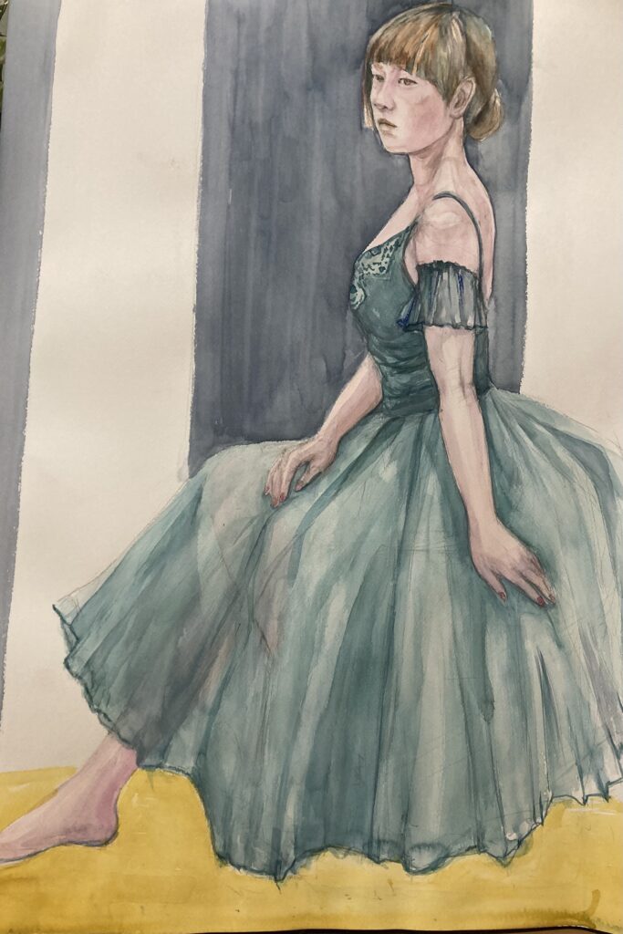 緑のドレスの女性