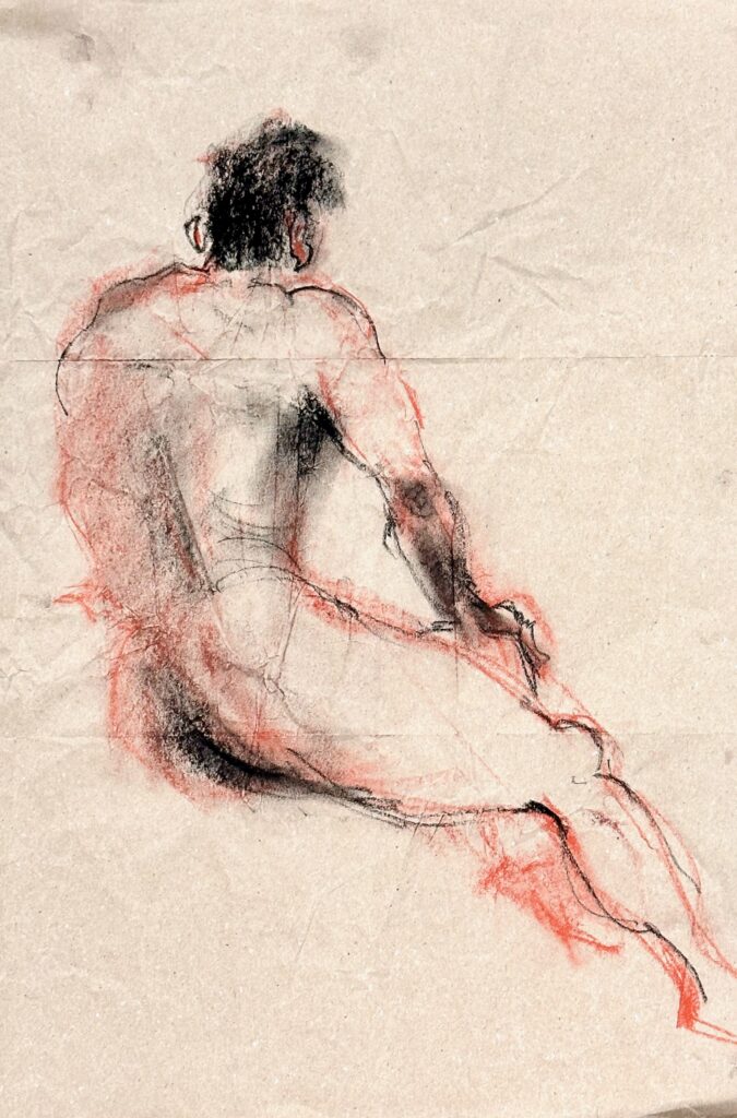 男性ヌード　座りポーズ